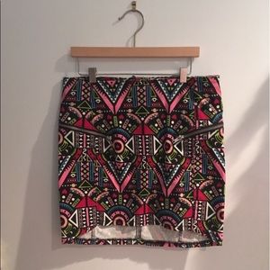 Print Skirt with Zippers
